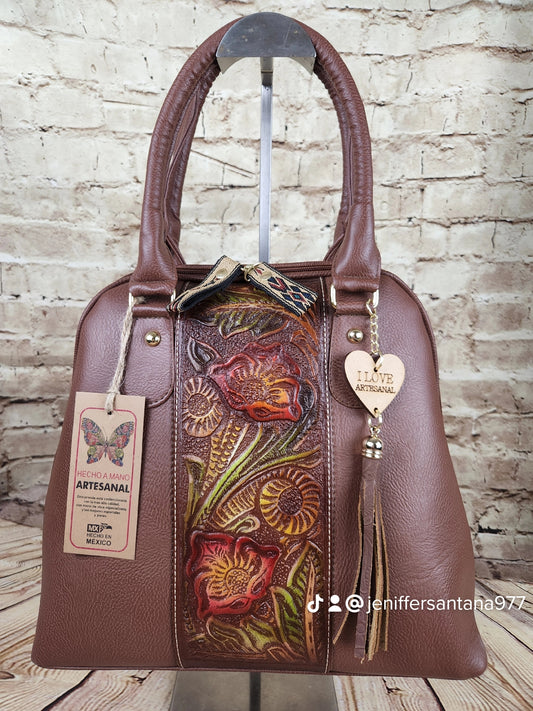 Handcrafted tooled leather bag